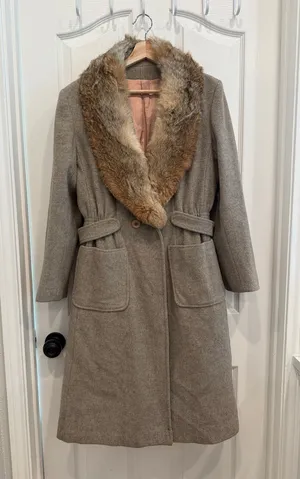 Vintage fur lined Montgomery Ward Union made Pea coat thumbnail 1