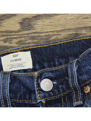 NEW Levi's 501 Curve Stretch Jeans Button Fly Dark Blue 25x30 thumbnail 5