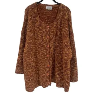 Venezia Vitale‎ Rust Orange Knit Button up Wool Blend Cardigan Cozy Cabincore 3X thumbnail 2