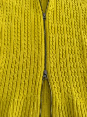 Free People Cable Knit Zip Cardigan Chartreuse Green Size S thumbnail 7