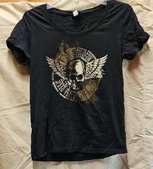 Like New! Harley-Davidson Black Tee with Skull And Wings Design Womens Size M thumbnail 1