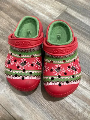 Crocs ugly Christmas sweater lined shoes thumbnail 3