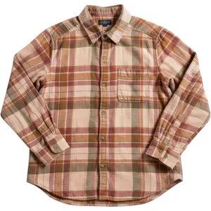 American Eagle Pink Plaid Flannel Shirt‎ Womens Medium Distressed Ripped Elbows thumbnail 1