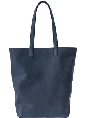 Baggu Tote Milled Leather Nubuck Bag Handbag Natural Interior Pocket Navy Blue thumbnail 1