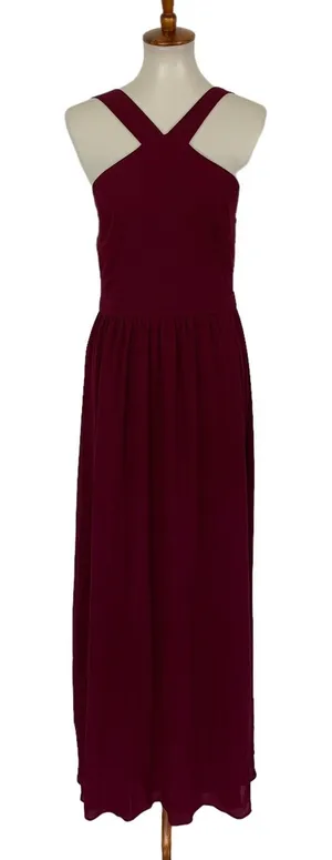 Lulus Large Maroon Bridesmaid Maxi Dress‎ Formal Evening Gown thumbnail 1