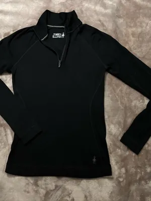 Smartwool Women's Size M Long-Sleeve Black Quarter-Zip Base Layer thumbnail 6