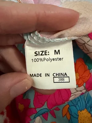 Floral Puff-Sleeve Casual Dress in Aqua with Pink & Orange Blooms thumbnail 3