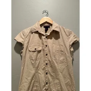 Ralph Lauren Vintage Khaki Safari Shirt Dress Utility‎ Button Front Size 10 Y2K thumbnail 4