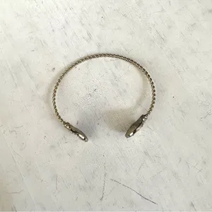 Gold tone rhinestone open bangle bracelet thumbnail 3