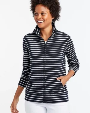 L.L.Bean Women's Ultrasoft Sweats, Full-Zip Mock-Neck Jacket Stripe thumbnail 1
