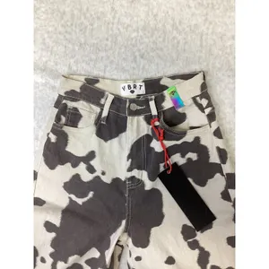 Vibrant Miu VBRT Women Cow Print Wide Leg Pants Brown White Size 3 W25 31"inseam thumbnail 2