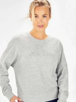 Fabletics Women's Large Gray Sweatshirt Never Settle Graphic Pullover thumbnail 1