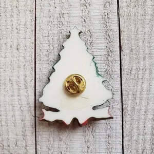 Vintage Christmas Tree Brooch Pin Gold‎ Garland Gingerbread Moon Star thumbnail 3