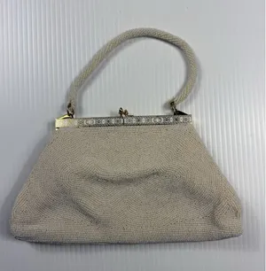 Vintage White Micro Beaded Clutch Purse Handmade‎ by Mr. John thumbnail 1