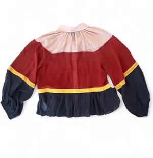 Joie Becki Ruffled Long-Sleeve Silk Top Small thumbnail 5