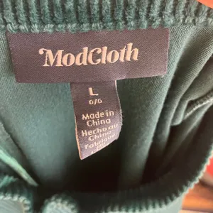ModCloth Corduroy Ribbed Green Bodycon‎ Midi Dress Mock Neck Women's Size L thumbnail 10