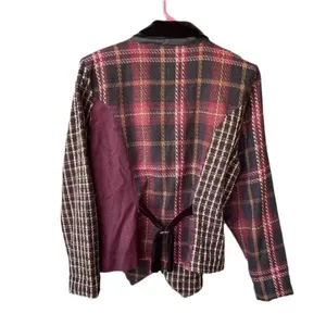 Vintage ZOE size M velvet plaid jacket.Art to wear. thumbnail 2