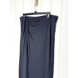 Aerie Women Black Beachwalk Ribbed Ruched Side Slit Midi Skirt XL NWT thumbnail 5