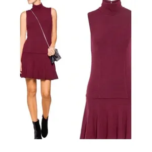Alice + Olivia Maroon Drop Hem Sleeveless Knit Dress Size 4 thumbnail 2