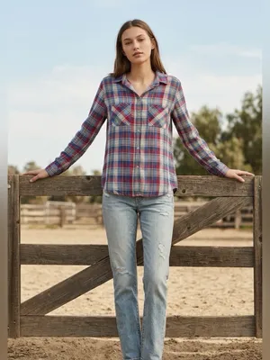 American Eagle Vintage Boyfriend Plaid Women's Shirt Size Small thumbnail 13