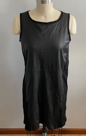 Leather Front Sheath Sleeveless Dress- Black- Size Medium thumbnail 1