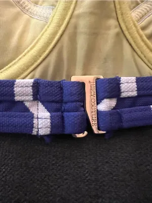 Y2K Juicy Couture Striped Blue & White Bikini Top with Yellow Straps Size Large thumbnail 11