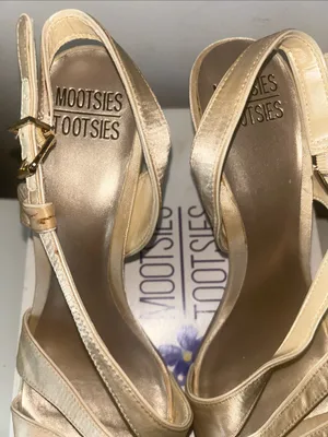 Mootsies Tootsies Vintage Phantom Champagne Strappy Leather Slingback Heels thumbnail 3