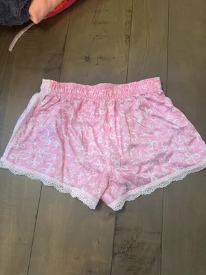 VS PINK LoveShackFancy Size XXS Pink Bow Shorts Lace Trim NWT Coquette thumbnail 5