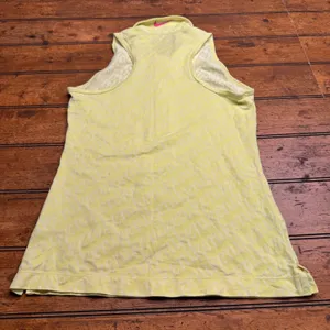 Nike Golf Women Sleeveless Polo Shirt Yellow All Over Logo Print Size S‎ Dri Fit thumbnail 4