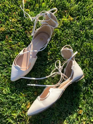 Chase + Chloe White Pointed-Toe Lace-Up Gladiator Flats thumbnail 1