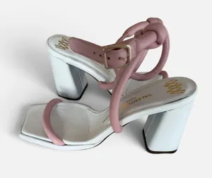 Valentina Rangoni Women's Lino Royal Pink/White Block Heels Leather Size: 7M thumbnail 1
