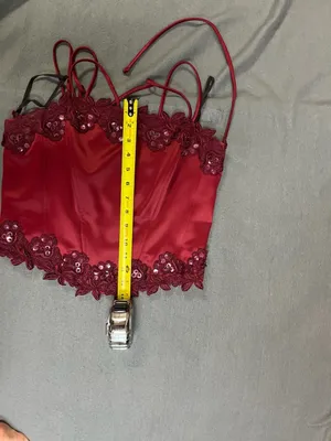 Polka USA Vintage Two-Piece Burgundy Satin Prom Dress Lace-Up Corset Top & Maxi thumbnail 14