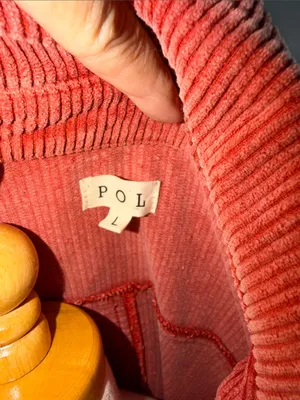 POL Coral Pink Corduroy Belted Moto Jacket thumbnail 9