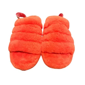UGG Women's Fluff Yeah Fur Slide Slipper Orange with elastic logo strap Size 11 thumbnail 3