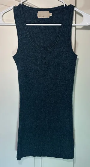Mol Knits Anthropologie Ribbed‎ Tank Top Teal Blue Wool Blend Women's Small thumbnail 1