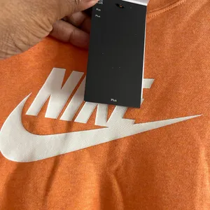 Nike Orange Pullover Sweatshirt with White Swoosh thumbnail 7