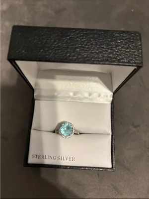Tested 925 Sterling Silver Blue Cubic Zirconia Ring Size 9 thumbnail 4