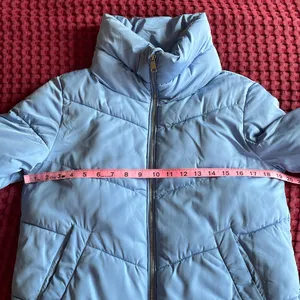 Stradivarius Women’s Light Blue Puffer Jacket XS High Neck Quilted Full Zip thumbnail 8