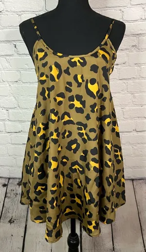 Show Me Your‎ Mumu Bella Mini Dress Golden Graham Animal Print Lined Size XS thumbnail 1
