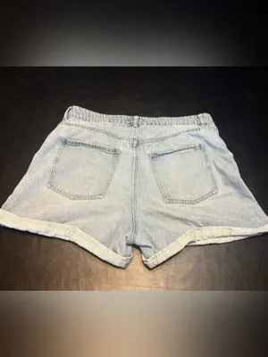 H&M Light Blue High-Rise Denim Jean Shorts size 14 thumbnail 2