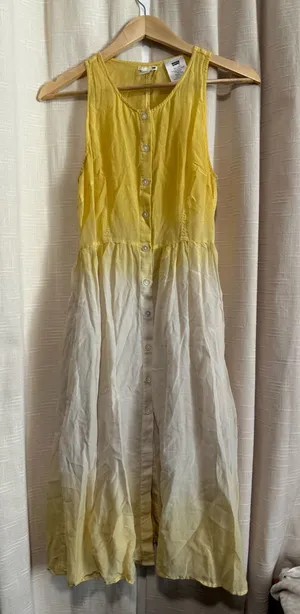 Levi's cotton silk Yellow to White Ombre Button-Front Girls Dress thumbnail 1