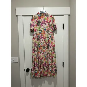 Crown & Ivy Multicolor Floral Tropical Dress Coastal Cruise Beach Modest Large thumbnail 2