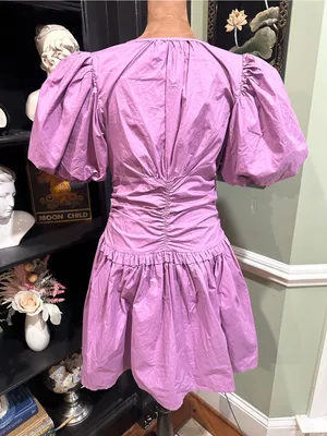 Karlie Purple Poplin Cinch‑Waist Dress – Size Medium thumbnail 10