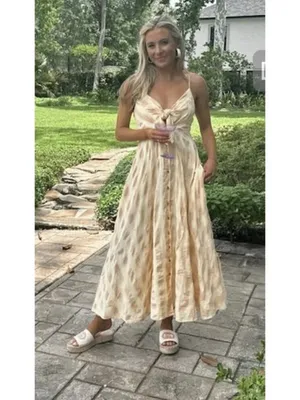 FREE PEOPLE Via Gingham Cotton Seersucker Sundress Creamsicle Combo Eve Medium thumbnail 4