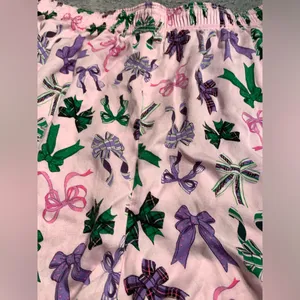 Pink Victoria’s Secret pajama lounge bow pattern Shorts large thumbnail 11