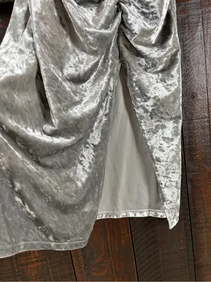 Future Collective Silver Ruched Velvet Long Sleeve Midi Dress thumbnail 8