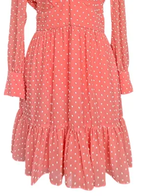 Saloni Marissa Coral Swiss‎ Dot Mini Dress Sz 6 thumbnail 4