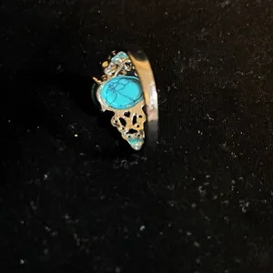 Large Oval Blue Faux Turquoise Cocktail Ring, Size 9.25 thumbnail 4