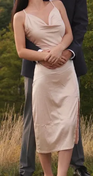 Satin Cowl Neck Midi Dress thumbnail 1