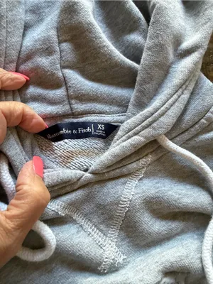 Abercrombie & Fitch Cropped Oversized Logo Hoodie Grey Size XS⁠ thumbnail 4